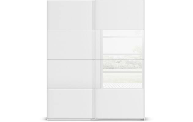 Goossens kledingkast finca combi glans mat glas wit hoogwaardig meubelplaat - 8244365-{merk}-finca-combi-sts-wit-schuifdeuren-01